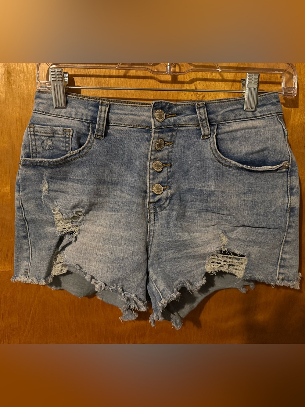 Distressed High Rise Button Fly Denim Shorts Size Small US 4-6